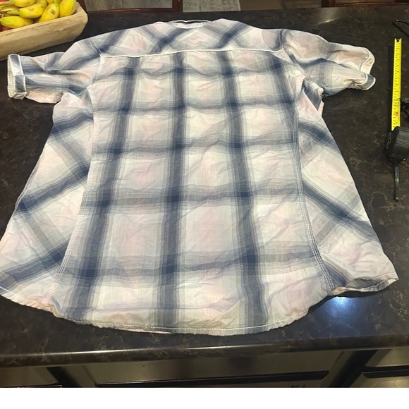 BKE Athletic Fit Mens XL Short Sleeve Plaid Western Pearl Snap Button Down Shirt - Picture 5 of 5